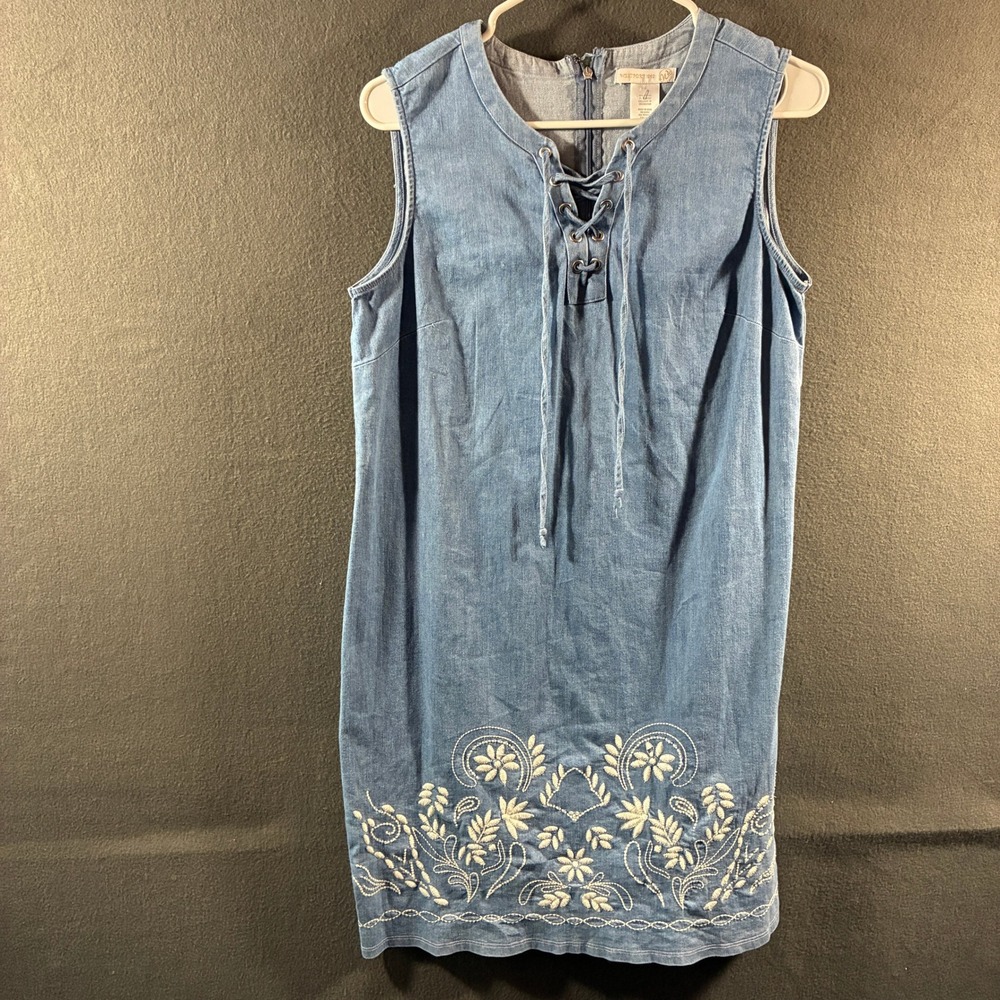 women Denim Dress 4 corset Embroidered Floral festival western coastal cowgirl